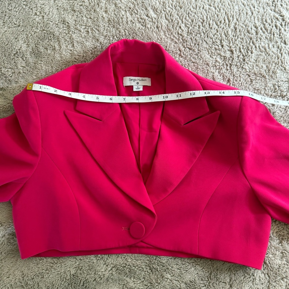 Sergio Hudson × Target Fuschia Pink Cropped Boxy Blazer Jacket Formal Party - Picture 8 of 10